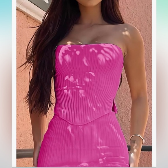 New CHYRII Womens Sexy Summer Two Piece Outfits Bandeau Going Out Crop Tops - Picture 5 of 12